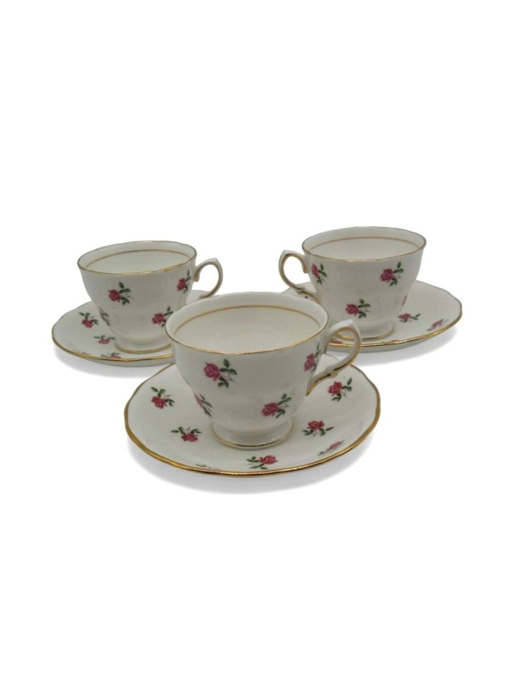 Colclough Fragrance Rose 7433 Tea Trio Set of 3 England Vintage